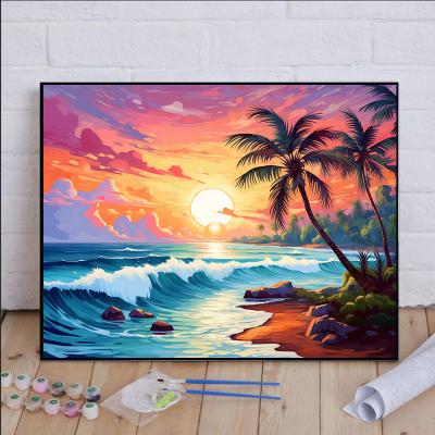 Living Room Sunset Oil Painting Seascape Digital Painting Gift DIY Landscape Painting By Numbers Wall Art